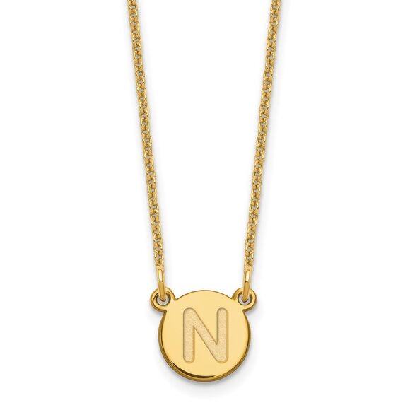 Kazi Luxury 14k Yellow Gold Tiny Circle Block Letter N Initial Necklace - Picture 1 of 2
